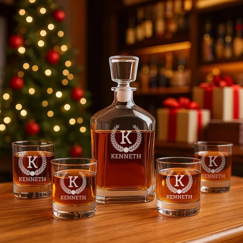 Vista 7 de Juego de decantador de whisky personalizado, juegos de decantadores de whisky para hombres, regalos personalizados para hombres