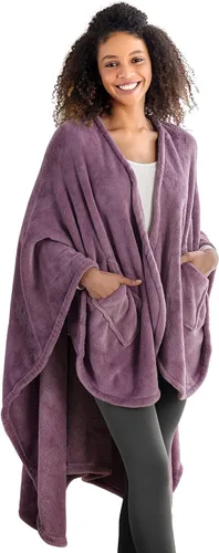 Vista 17 de Berkshire Blanket Primalush® Manta portátil, Capa de felpa con bolsillos y acogedora para estar en casa, ideal para adultos y adolescentes, Negro