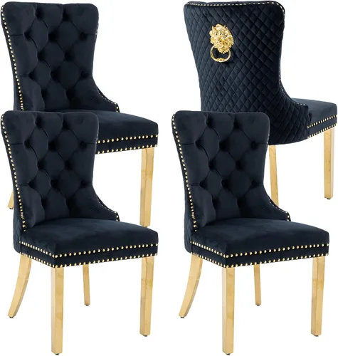 Vista 11 de KCC Juego de 2 sillas de comedor de terciopelo, sillas modernas copetudas Patas de acero inoxidable beige++ plata