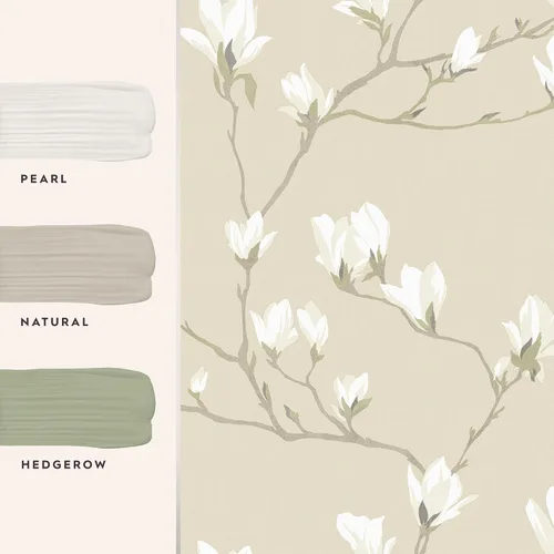 Vista 5 de Laura Ashley Magnolia Grove Papel pintado natural
