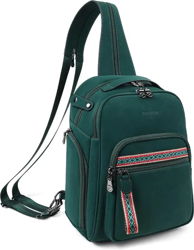 Vista 11 de FADEON Bolso bandolera grande para mujer, bolso cruzado de cuero de diseñador, mochila convertible, mochila antirrobo para viajes, 1 estilo retro 1