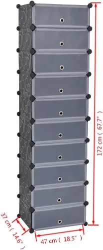 Vista 2 de Estilo moderno, zapatero, organizador de zapatos entrelazado con 10 compartimentos, zapatero independiente, armario de zapatos de entrada, armario