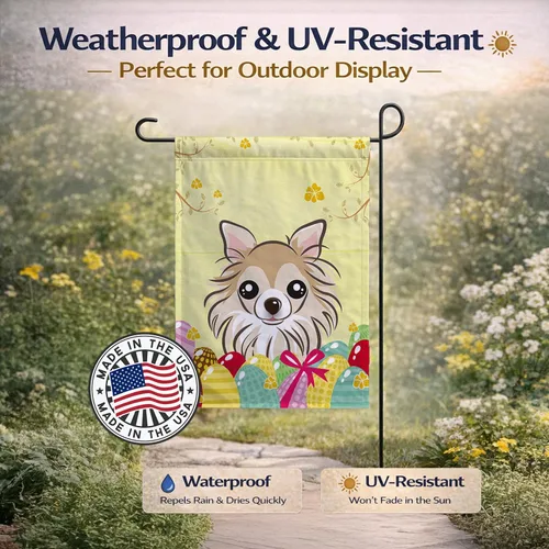 Vista 779 de Caroline's Treasures BB1923GF Bandera decorativa para jardín con diseño de Border Collie, para caza de huevos de Pascua, para jardín, jardín, patio
