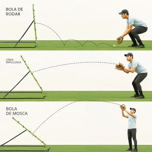 Vista 2 de Red de Rebote de Béisbol 4x4.5 Pies Entrenador Pitchback Red de Fildeo de Rebote para Béisbol y Softbol Práctica en Solitario de Rebote con 3