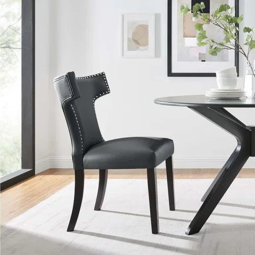 Vista 2 de Modway Silla de comedor de cuero vegano Curve en gris