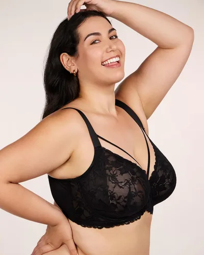 Vista 2 de HSIA - Brasieres reductores para mujer, cobertura completa, de encaje sin forro, talla extragrande, con aros, para senos grandes