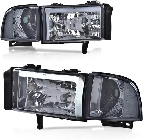 Vista 23 de PIT66 Conjunto de faros LED para Dodge Ram 1500 2500 3500 1994-2002 Reflector ámbar con carcasa negra