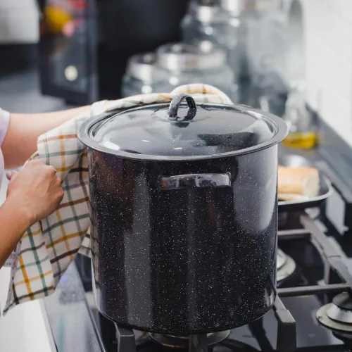 Vista 2 de Granite Ware 15.5-Quart Stockpot, Large Capacity for Soups, Stews, Pasta - Durable Graniteware with Non-Stick Surface for Easy Cleaning