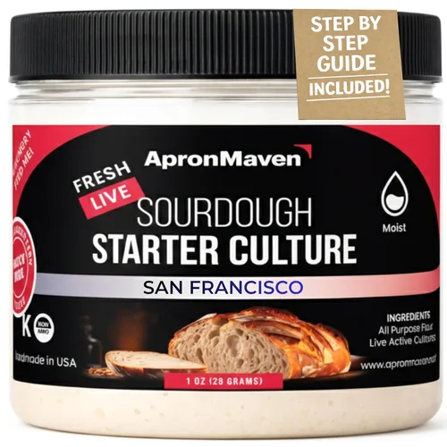 Vista 11 de Apron Maven Cultivo de masa madre fresca viva, estilo francés, acidez más suave para baguettes, Pain de Campagne, panes campestres franceses