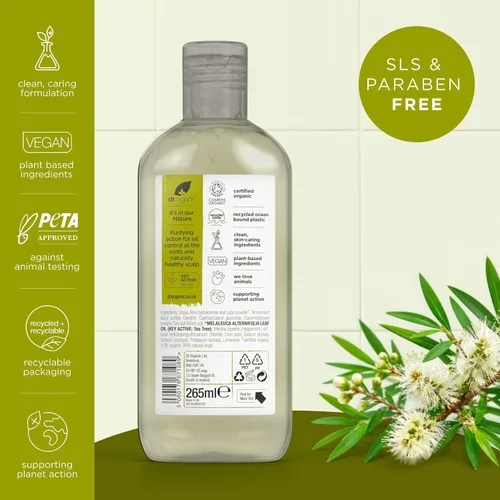 Vista 3 de Organic Doctor Árbol de té, champú, 9 onzas líquidas