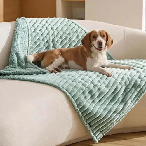 Vista 37 de Bedsure ComfyFleece® - Mantas impermeables para perros pequeños Crema