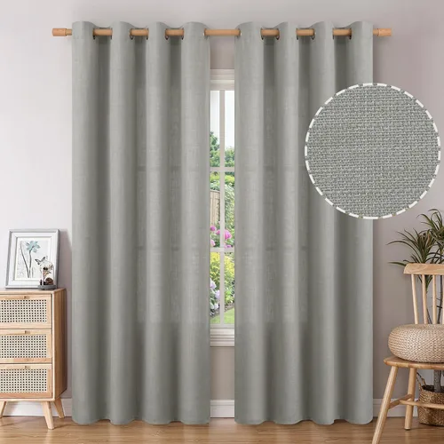 Vista 70 de BGment Cortinas de Lino Beige de 63 Pulgadas de Largo 2 Paneles - Tratamientos para Ventanas con Textura de Arpillera Filtrantes de Luz Cortinas