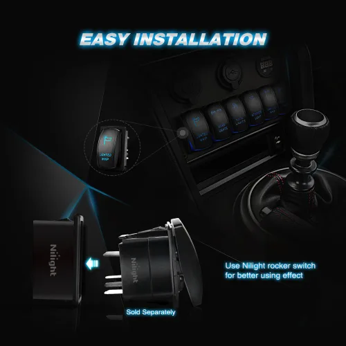 Vista 4 de Nilight Barra de luz LED, soporte para interruptor basculante, kit de carcasa de interruptor de panel de plástico ABS negro, carcasa