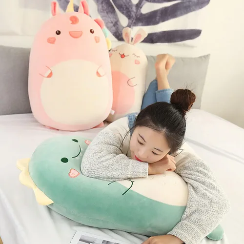 Vista 2 de Kekeso Almohada de dinosaurio de felpa para abrazar, lindo peluche de juguete de animal de felpa suave, peluche de dibujos animados para dormir