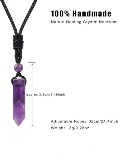 Vista 3 de krasdalls Mens Healing Crystal Stone Necklace Hexagonal Pointed Pendants Handmade Crystals Necklaces Quartz Spiritual Jewelry for Women with