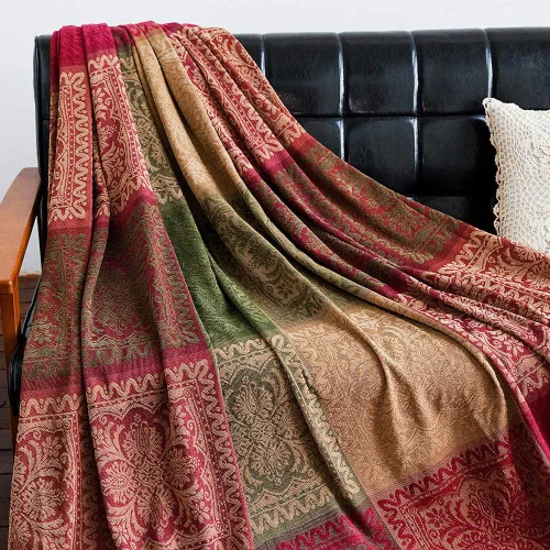 Vista 10 de AIVIA Manta bohemia para sofá, futón, funda para silla reclinable, funda de sofá tejida de felpilla colorida, decoración bohemia – 60 x 75 pulgadas
