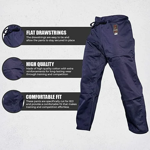 Vista 10 de FUJI BJJ Gi - Pantalones de algodón de alta calidad Jiu-Jitsu con cordones planos