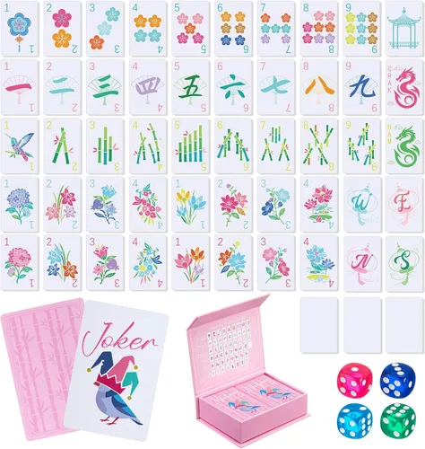 Vista 10 de Soulchen Juego de tarjetas de Mahjong americano de PVC de 168 piezas Boho