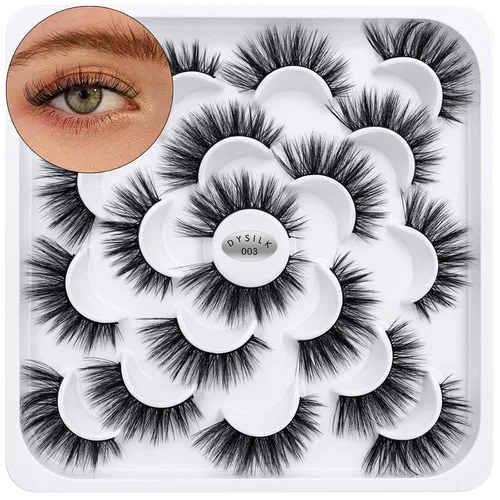 Vista 12 de DYSILK - 10 pares de pestañas de visón 6D, pestañas postizas dramáticas de volumen grueso pestañas postizas naturales suaves extensión maquillaje