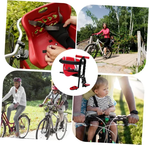 Vista 5 de 1 silla de bicicleta asiento de seguridad de montaje frontal para bicicletas conveniente barandilla diseño multifuncional para bicicletas de montaña