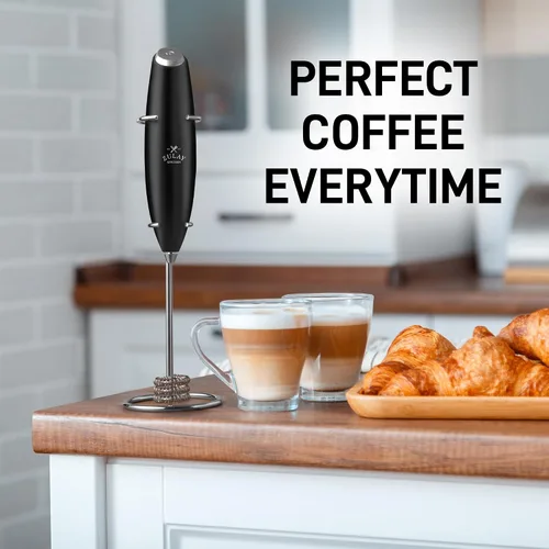 Vista 208 de Zulay Milk Boss Espumador de leche potente manual, hace espuma para latte, batidor para mezclar bebidas, café, miniespumador para capuchino, frappé