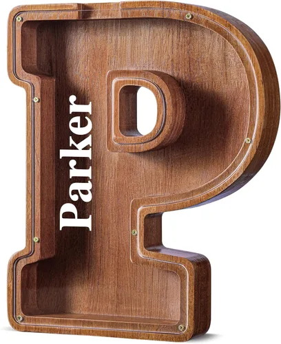Vista 57 de SummiDate Alcancía de madera de letra para niños y niñas, Alfabeto, personalizada, regalo de cumpleaños y pascua para niños (A)
