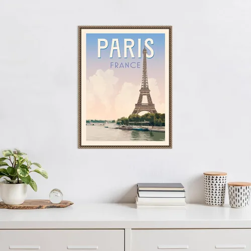 Vista 5 de Amanti Art Framed Canvas Wall Art 24x18 Retro Style Travel Poster III by Victoria Barnes, Framed Wall Art Canvas, Cityscapes Artwork, Traditional
