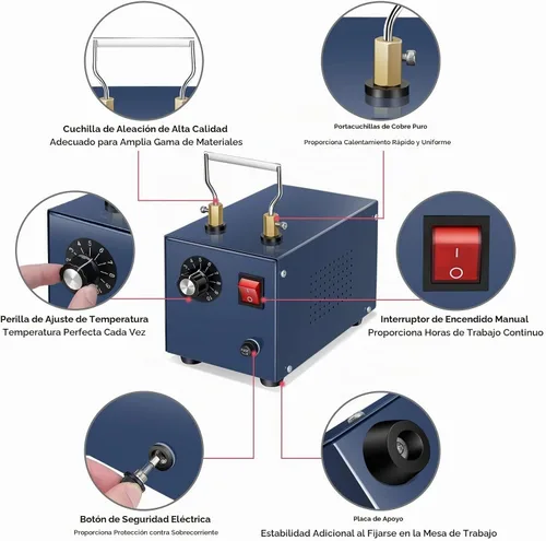 Vista 2 de ROMECH Cortador de cuerda eléctrico ajustable de 160 W, hoja térmica de cuchillo caliente, kit de herramientas de corte de montaje en banco