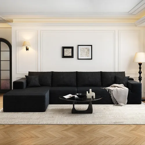 Vista 25 de Sofá seccional modular Cloud de 107.5 pulgadas con 1 otomana, sofás tapizados modernos minimalistas, cómodo sofá en forma de U para sala de estar