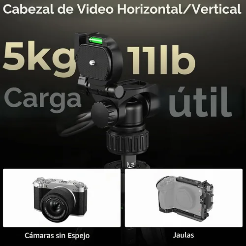 Vista 6 de SmallRig Soporte de trípode para cámara de 71" AP-21, trípode de viaje para iPhone y cámara para Canon para Nikon con soporte para teléfono y bolsa