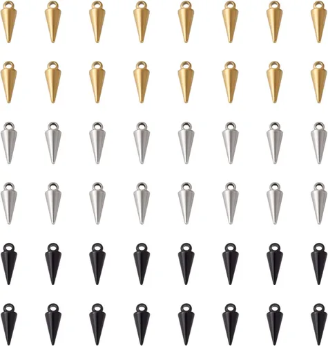 Vista 11 de 150 dijes de cuentas con forma de espiga, estilo tibetano, forma de cono de bala larga, para manualidades, collares, aretes, joyería