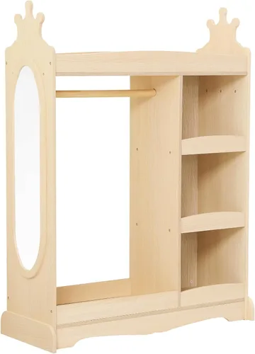 Vista 8 de Curipeer Almacenamiento de disfraces para niños con espejo, armario para niños con almacenamiento y 3 ganchos, armario para niños y niñas
