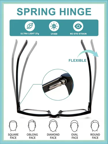 Vista 4 de LianSan Sturdy Distance Glasses for Women Men - Short-Sighted Eyeglasses with Spring Hinge Dorado