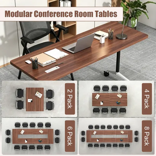 Vista 5 de 47.2" Conference Room Table, Folding Conference Table with Wheels, 2Pack Walnut