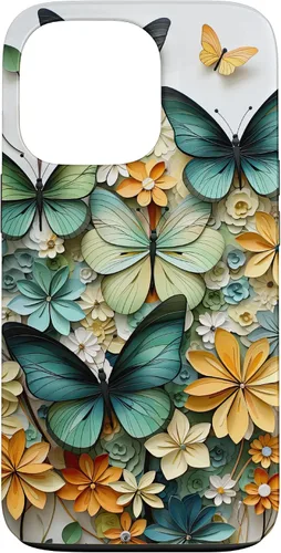 Vista 10 de iPhone 16 mariposa estética mariposas verdes naturaleza acuarela caso