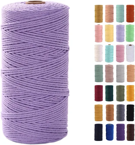 Vista 40 de Cuerda de macramé azul aire de 0.079 in x 220 yardas, cuerda de algodón colorido de algodón suave para colgar en la pared, colgadores de plantas