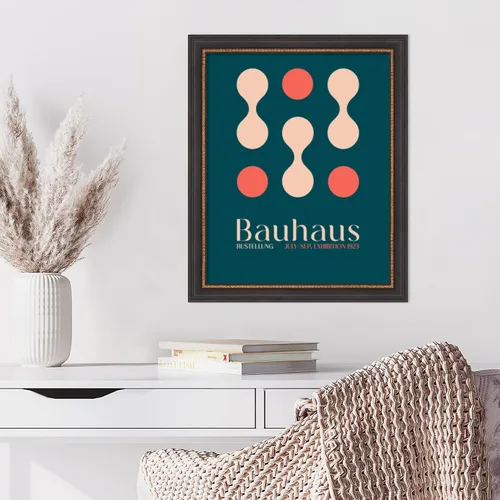 Vista 4 de Amanti Art Framed Wall Art Print 23x19 Bauhaus Blue Clubs by Emel Tunaboylu, Abstract Wall Art, Mid Century Modern Decor, Small Poster Painting