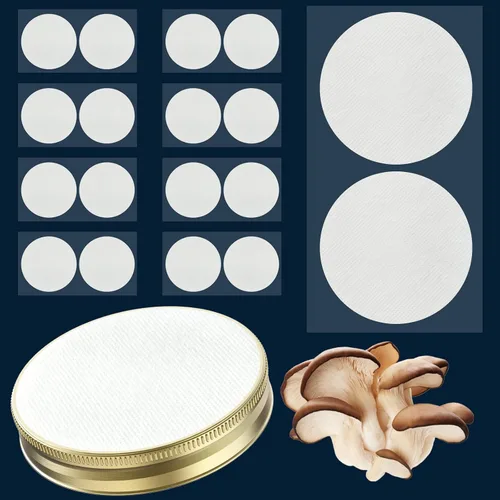 Vista 9 de 64 unids 0.787 in diámetro sintético filtro disco hidrófobo PTFE membrana 0.3um poro tamaño adhesivo fuerte para el cultivo de hongos