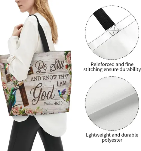 Vista 4 de Dvczelo Bolso de mano para mujer, diseño de girasol, colibrí, lona, bolso de mano, bolsos de hombro a la moda, para la escuela, el trabajo, viajes
