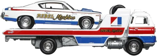 Vista 3 de Hot Wheels Equipo de transporte abierto con la máquina Rebel AMC '70