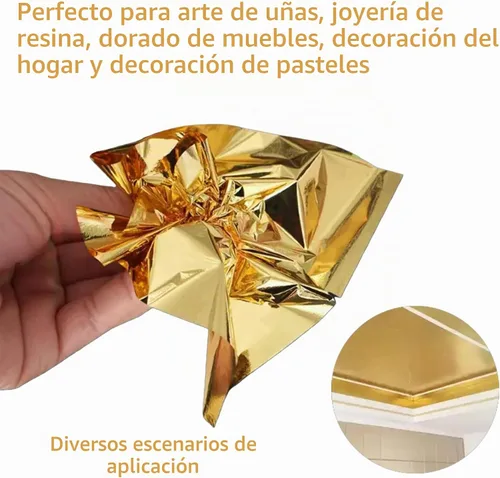 Vista 7 de 10 Gold Leaf Sheets, Premium Gold Flakes for Decorating Cakes Dessert