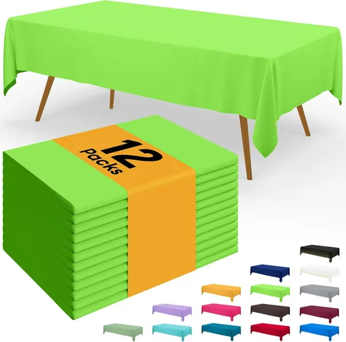 Vista 108 de Smiry - Juego de 6 manteles desechables, 54 x 78 pulgadas, manteles impermeables rectangulares para fiestas, cubierta de mesa de plástico