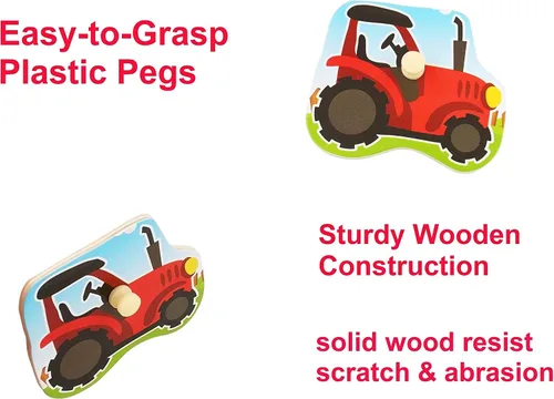 Vista 6 de Rompecabezas de madera con diseño de granja para bebés, imágenes a todo color para preescolar, 7 piezas