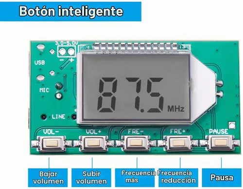 Vista 4 de Módulo transmisor FM digital de 2 piezas transmisor FM estéreo DSP PLL 76.0-108.0MHz modulación de frecuencia estéreo con pantalla LCD