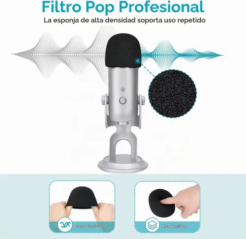 Vista 3 de Youshares Blue Yeti - Soporte de micrófono con filtro pop, brazo de micrófono de alta calidad, brazo de brazo resistente con gestión de cables