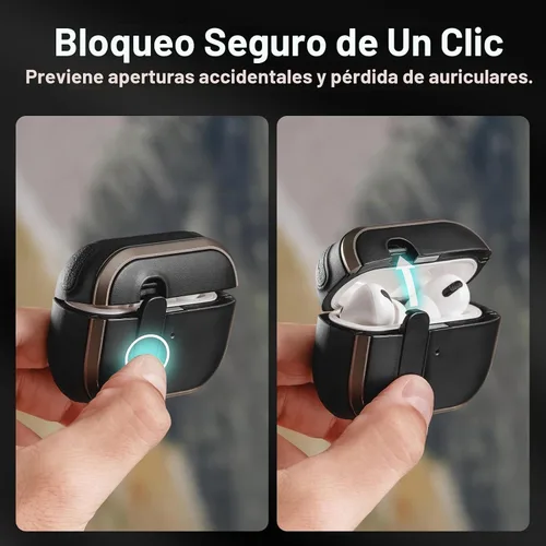 Vista 3 de MAGEASY Odyssey - Funda para AirPods Pro 2, funda resistente para AirPods Pro con bloqueo seguro, clip de mosquetón para protección a prueba