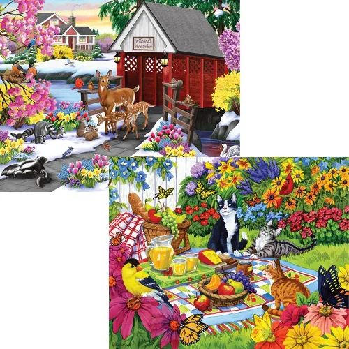Vista 3 de Bits and Pieces - Paquete múltiple 4 en 1 de 300 piezas de rompecabezas para adultos - Juego de rompecabezas de 300 piezas de Nancy Wernersbach