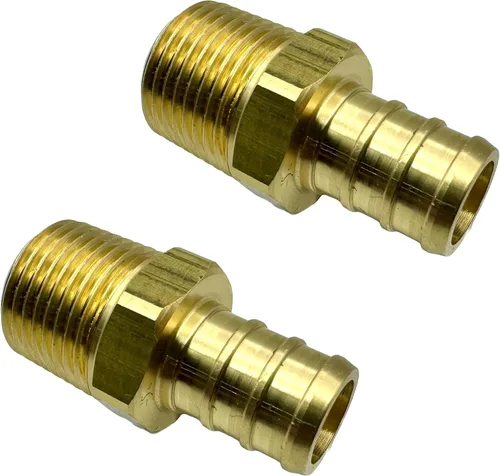 Vista 6 de Paquete de 2 conectores macho de latón de 1/2 pulgada PEX a 1/4 de pulgada NPT, adaptador sin plomo, soporte de alta presión resistente, resistente