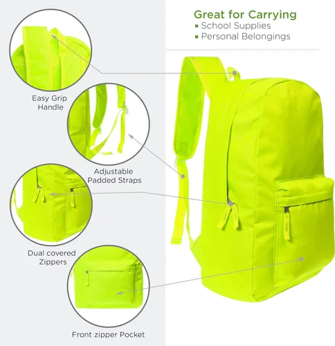 Vista 4 de Moda West Mochilas a granel de 17 pulgadas con kits de suministros escolares - bolígrafos, lápices, lápices de colores - Caja de 12 unidades al por
