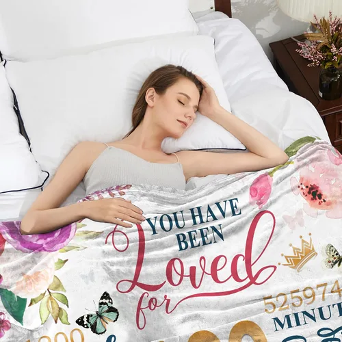 Vista 4 de Regalos de cumpleaños número 100, manta para mujer de 50 x 60, ideas de regalo de feliz cumpleaños 100, decoraciones de cumpleaños número 100